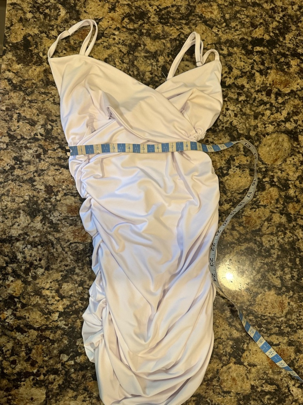 Adjustable Spaghetti-Strap Ruched Mini Dress in Light Lavender - Picture 5 of 7